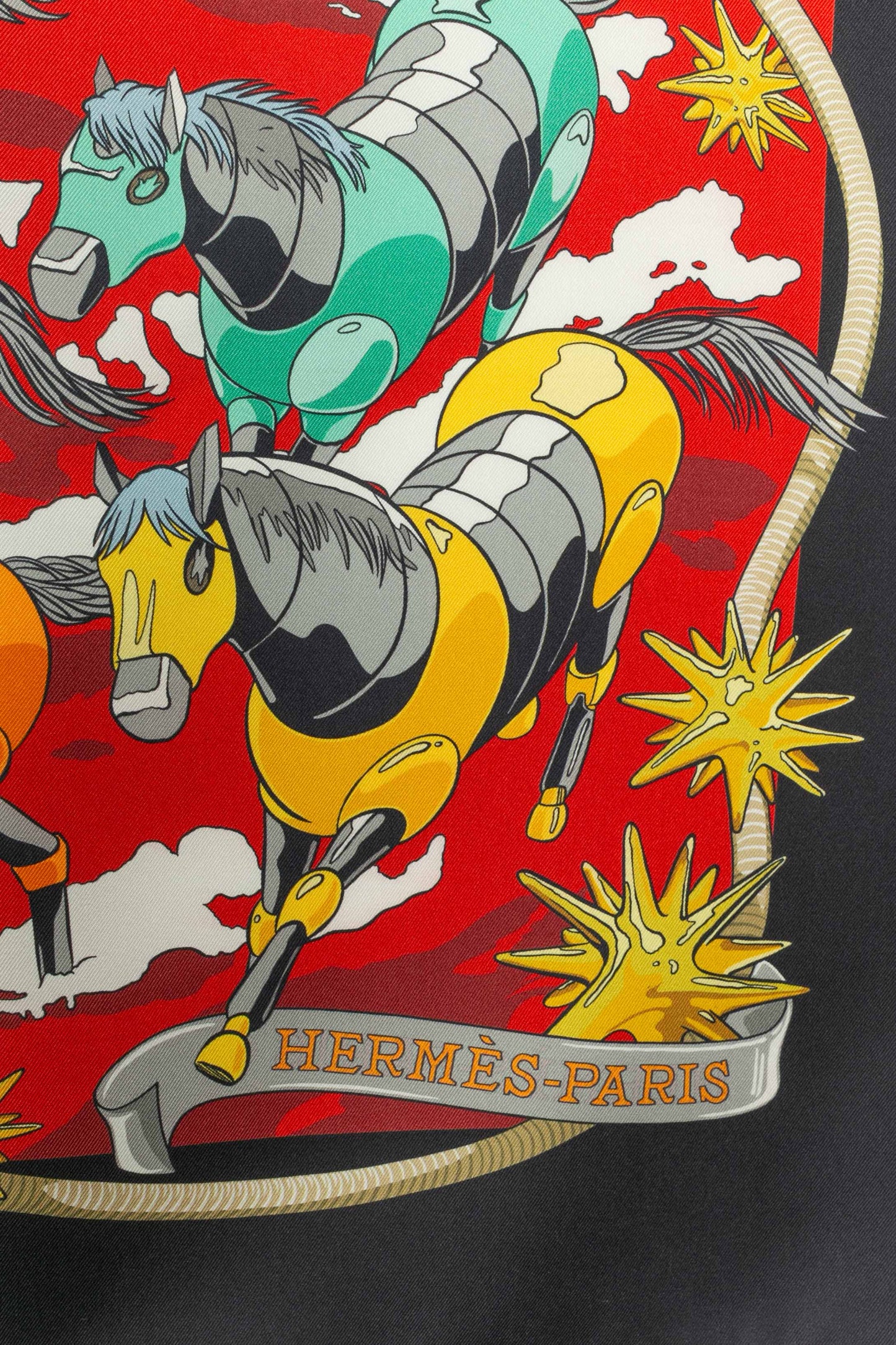 Foulard / carré "Les mustangs II" double face Hermès