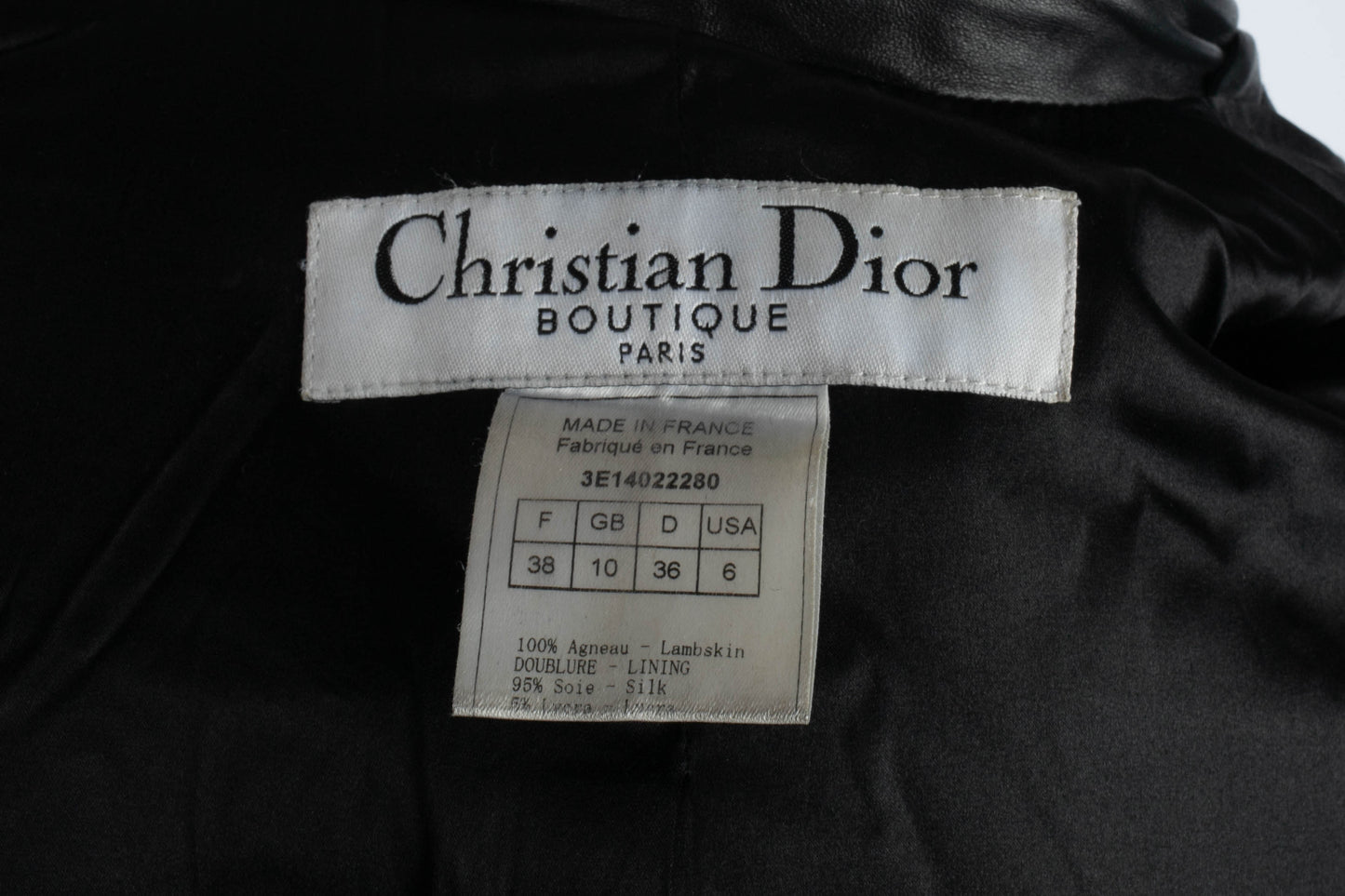 Veste en cuir Dior Printemps 2003