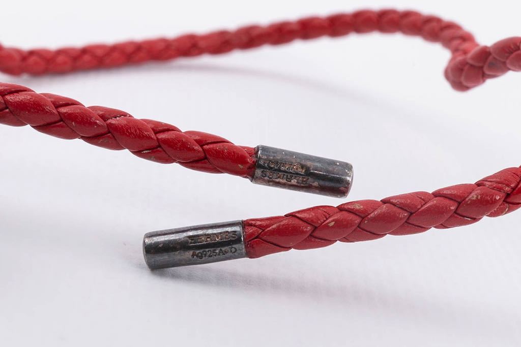 Bracelet en cuir et argent Hermès