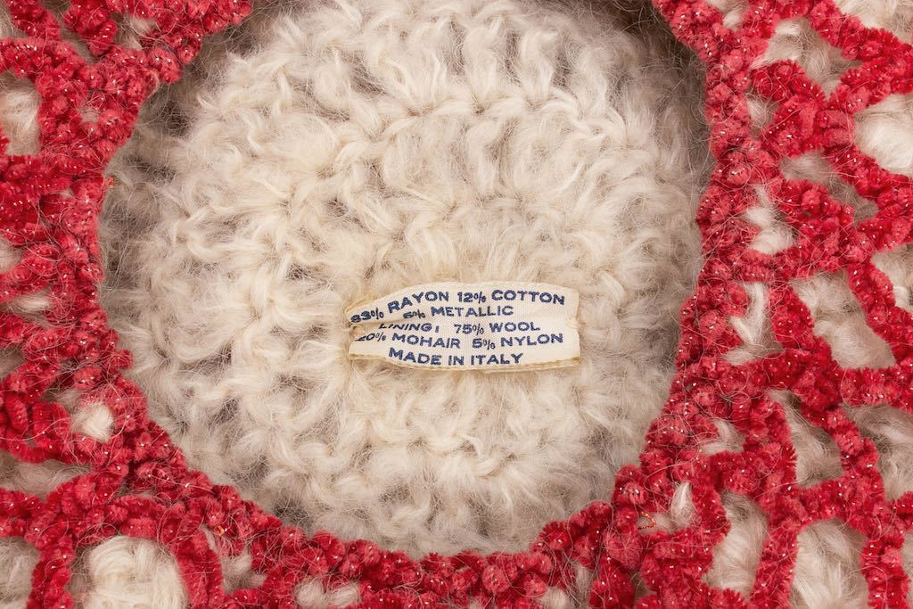 Béret en mohair rouge et blanc