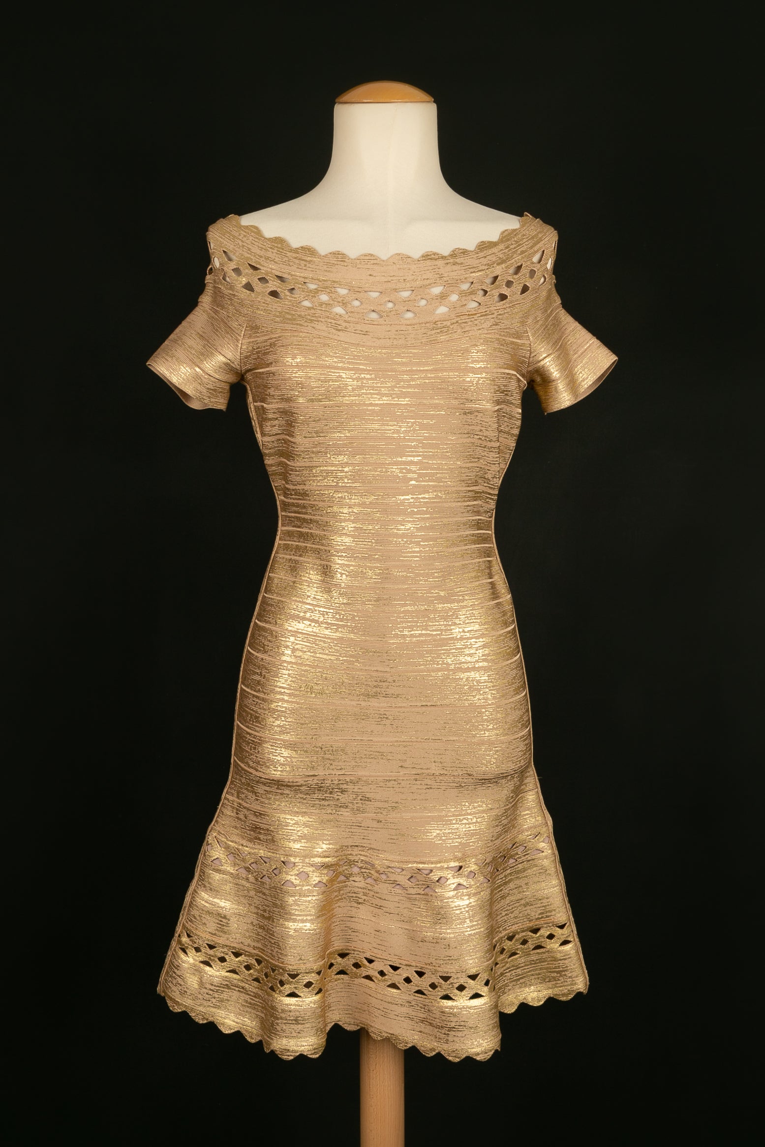 Hervé Léger golden dress