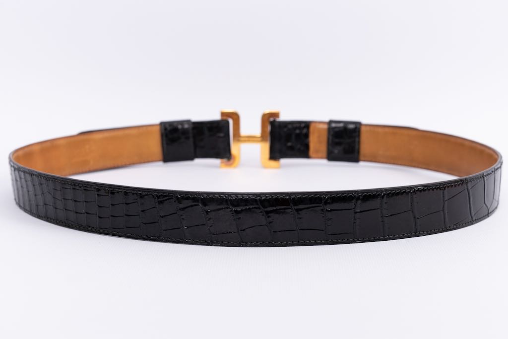 Hermès man's belt in crocodile