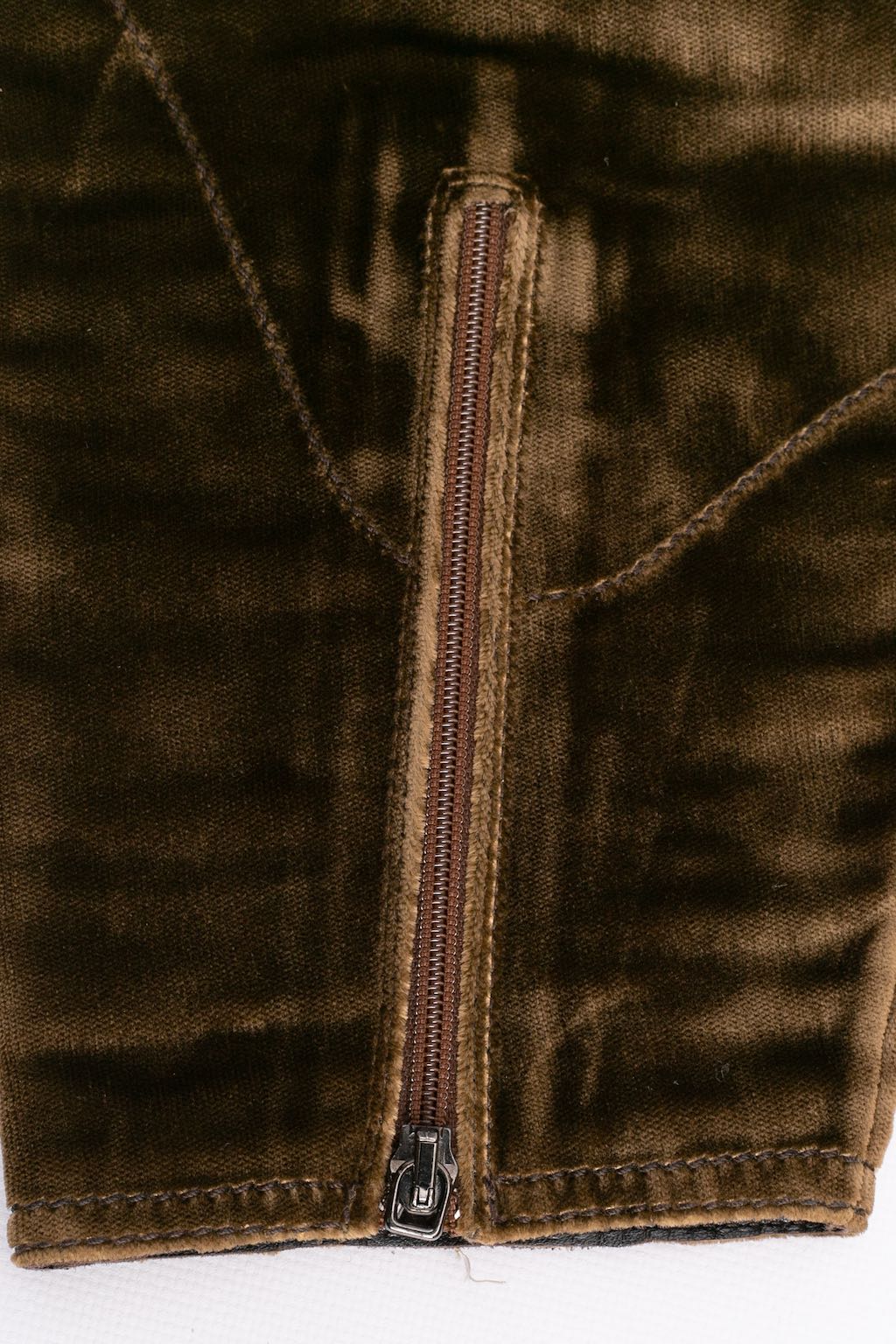 Gaiters in khaki velvet and leather
