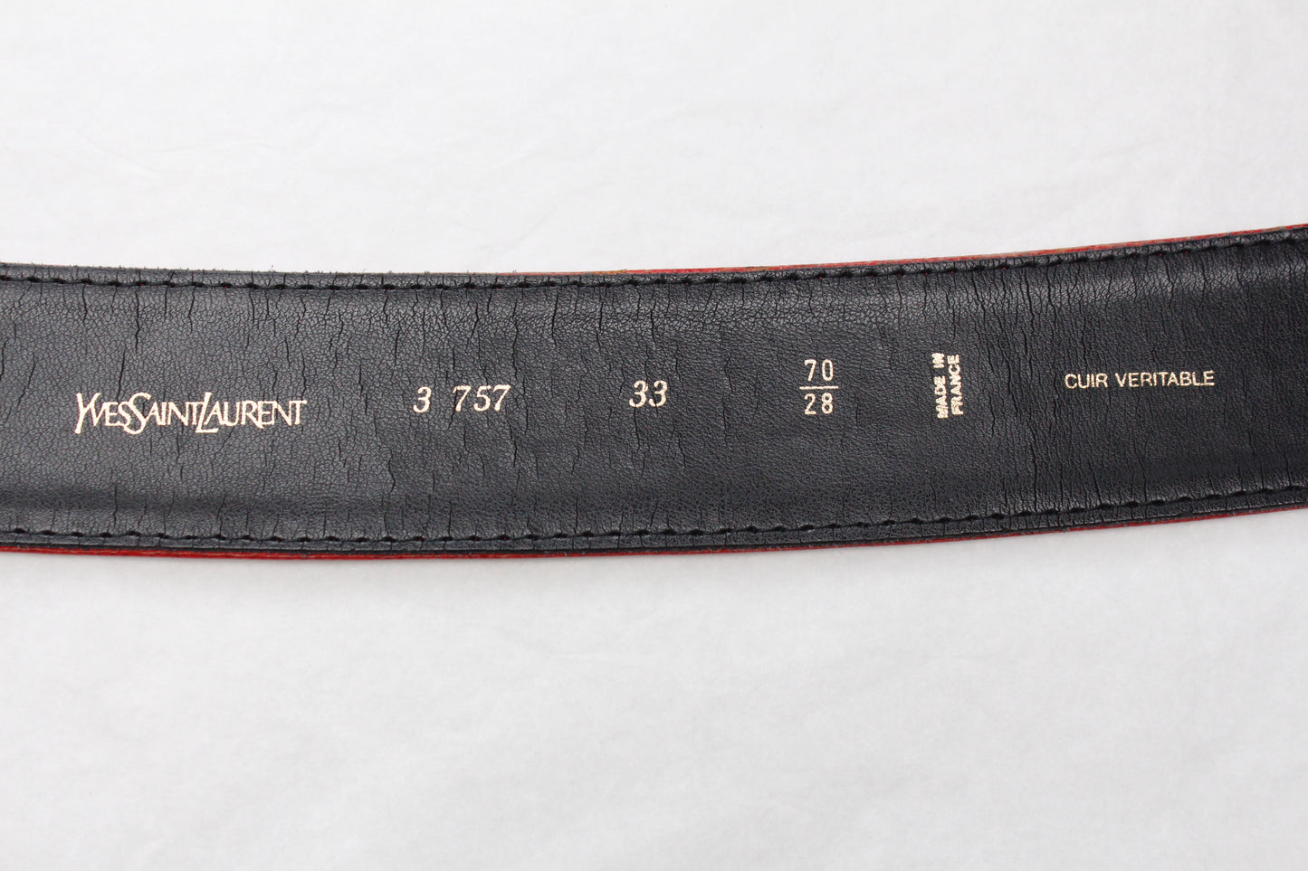 Yves Saint Laurent red leather belt