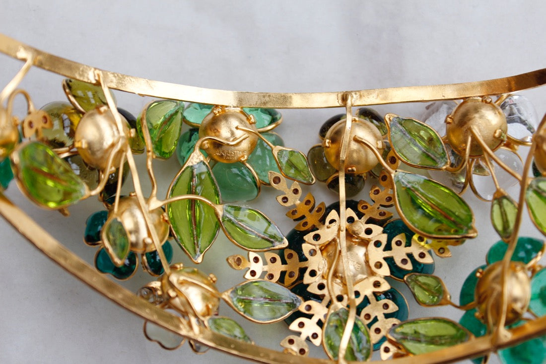 Augustine tiara in gilded metal and glass paste