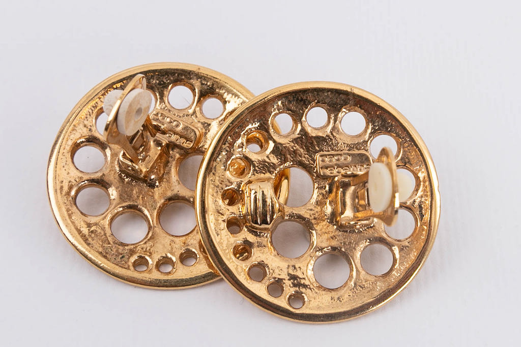 Paco Rabanne golden metal earrings