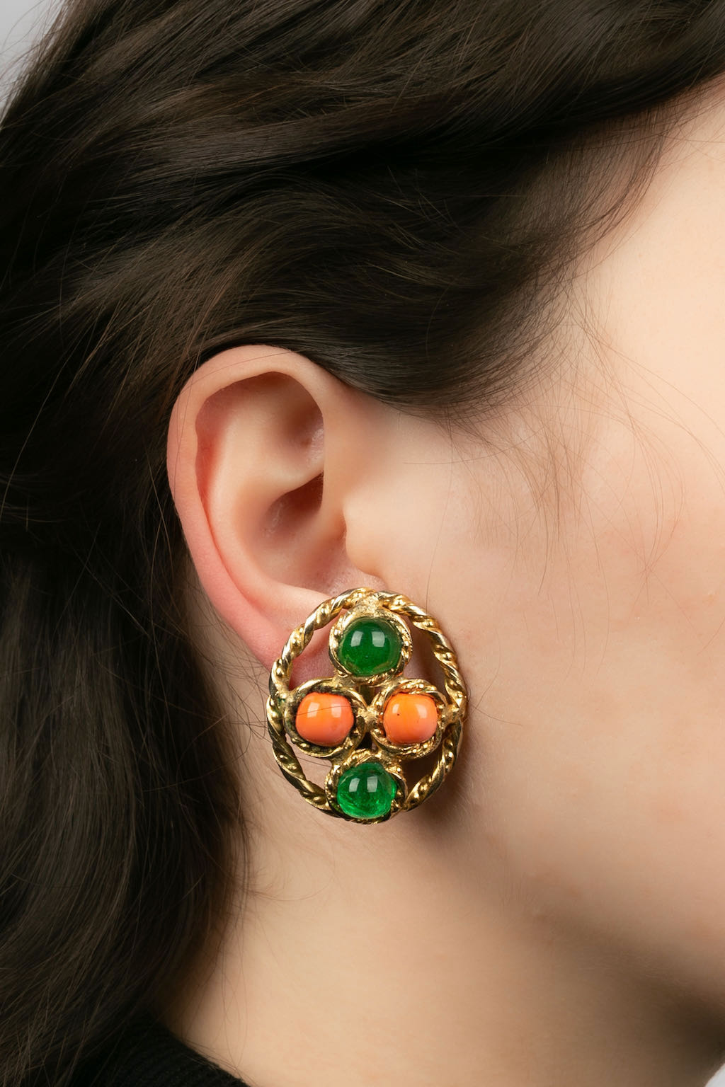 Boucles d'oreilles Gripoix ancien