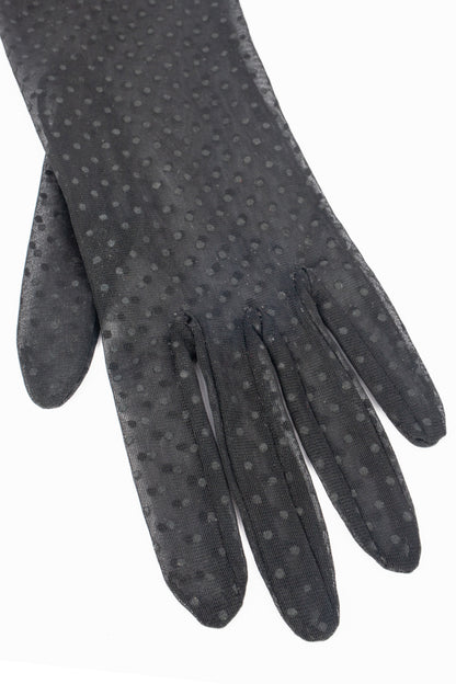 Gants noir à pois