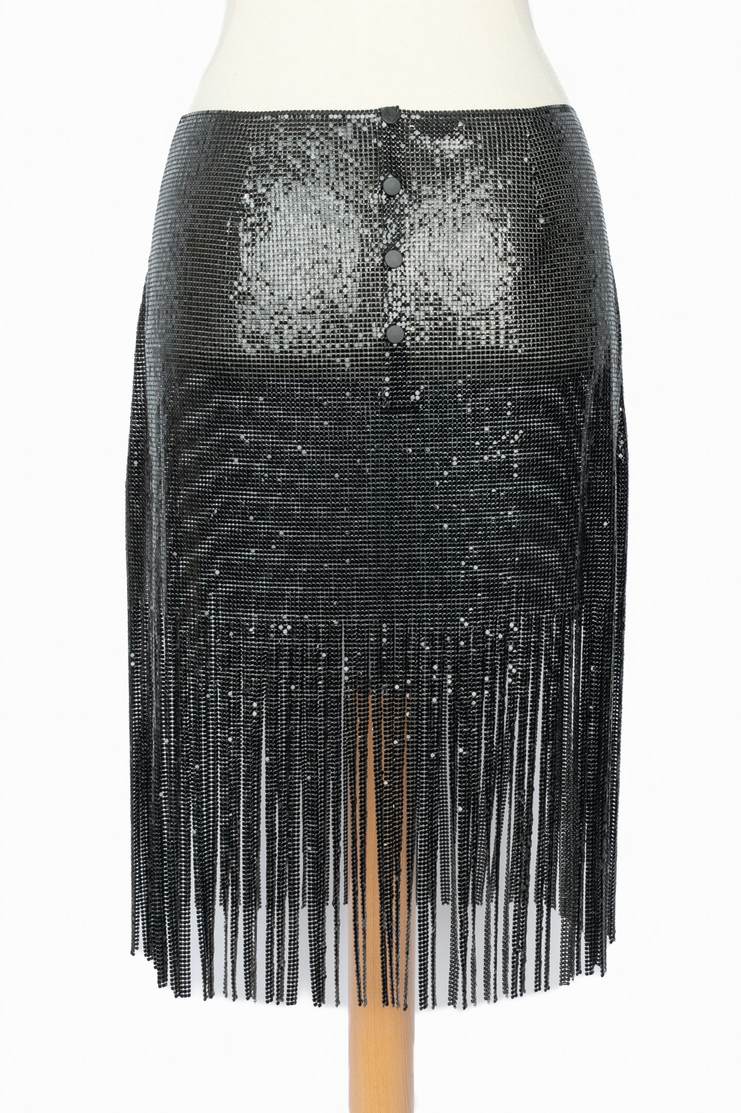 Jupe métallique noire Paco Rabanne