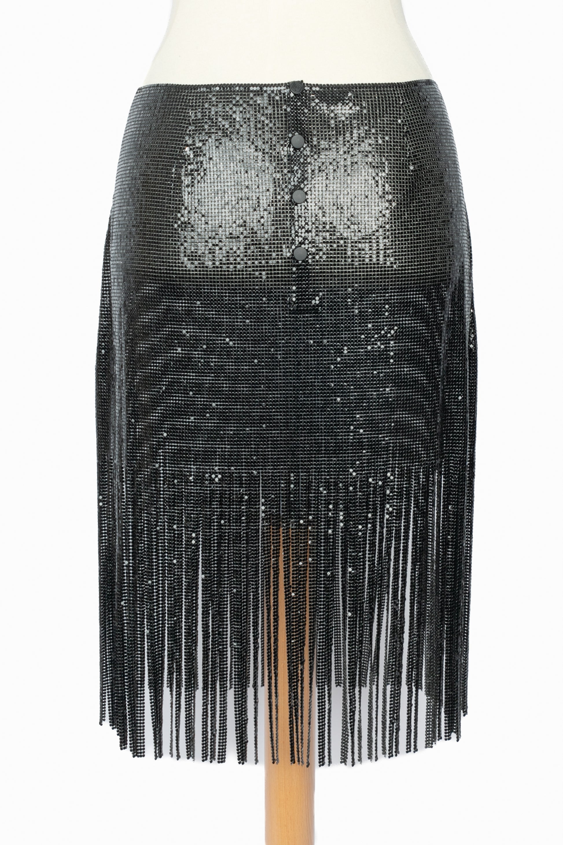 Jupe métallique noire Paco Rabanne