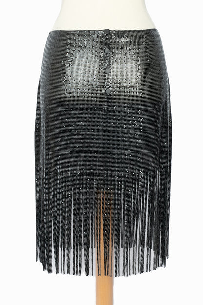 Jupe métallique noire Paco Rabanne