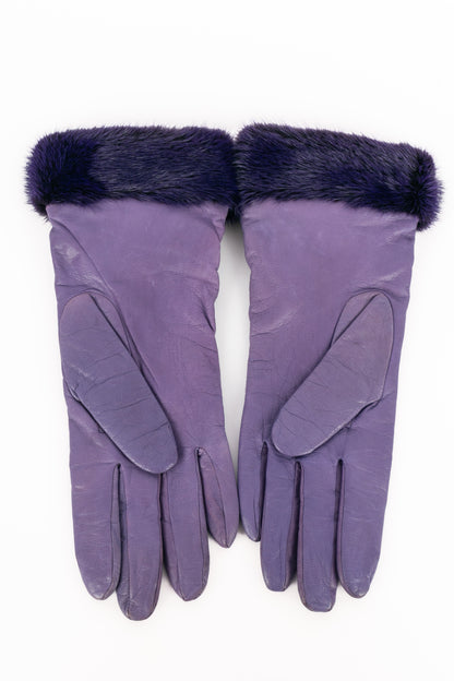 Gants en cuir et fourrure