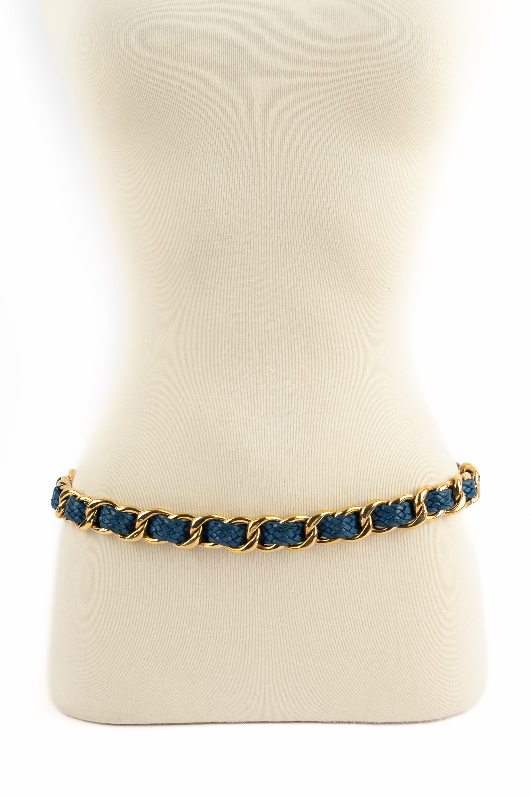 Ceinture en cuir bleu Chanel 1990's