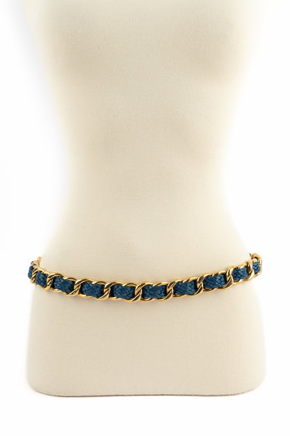 Ceinture en cuir bleu Chanel 1990's
