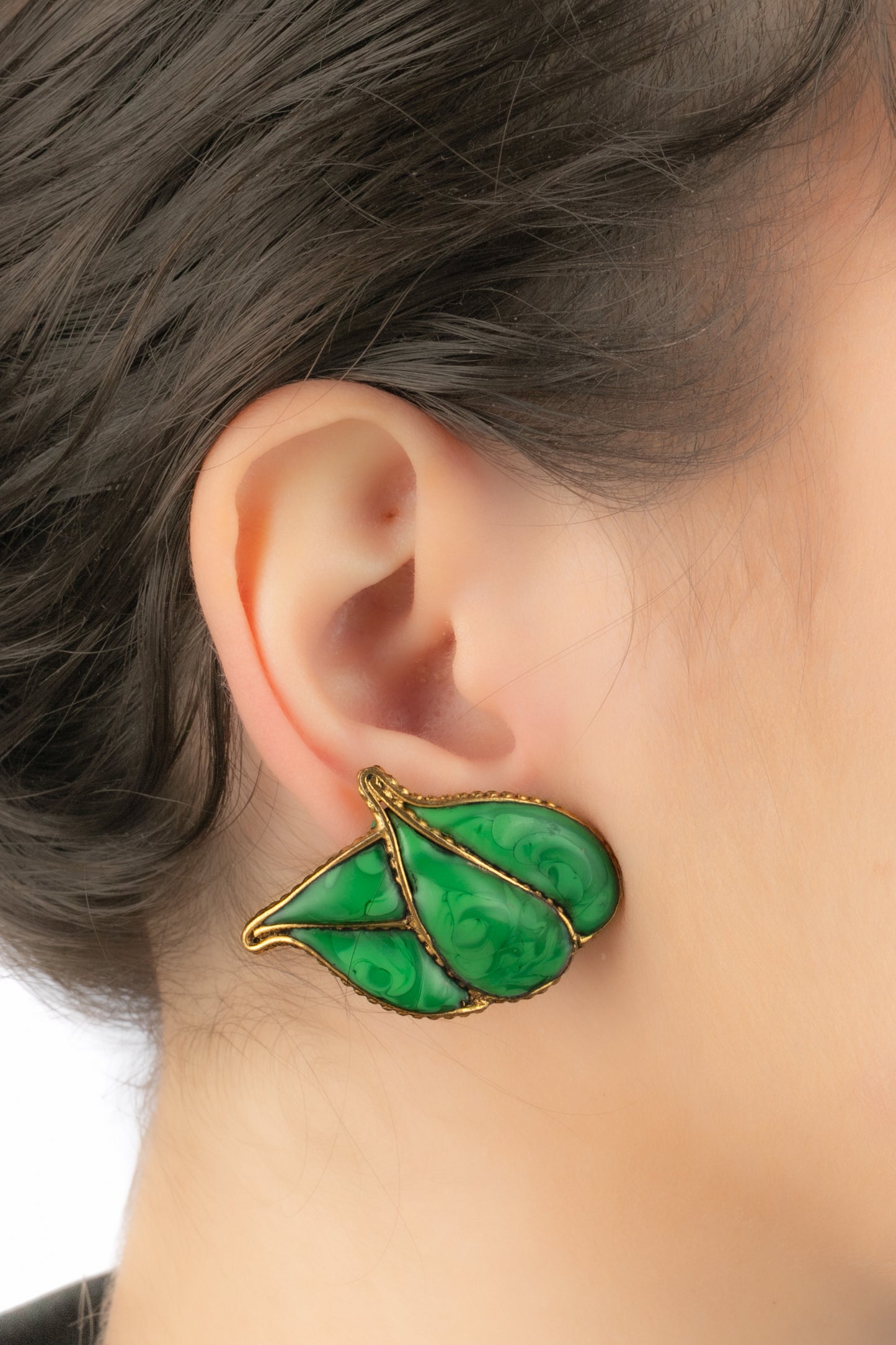 Boucles d'oreilles feuilles Gripoix