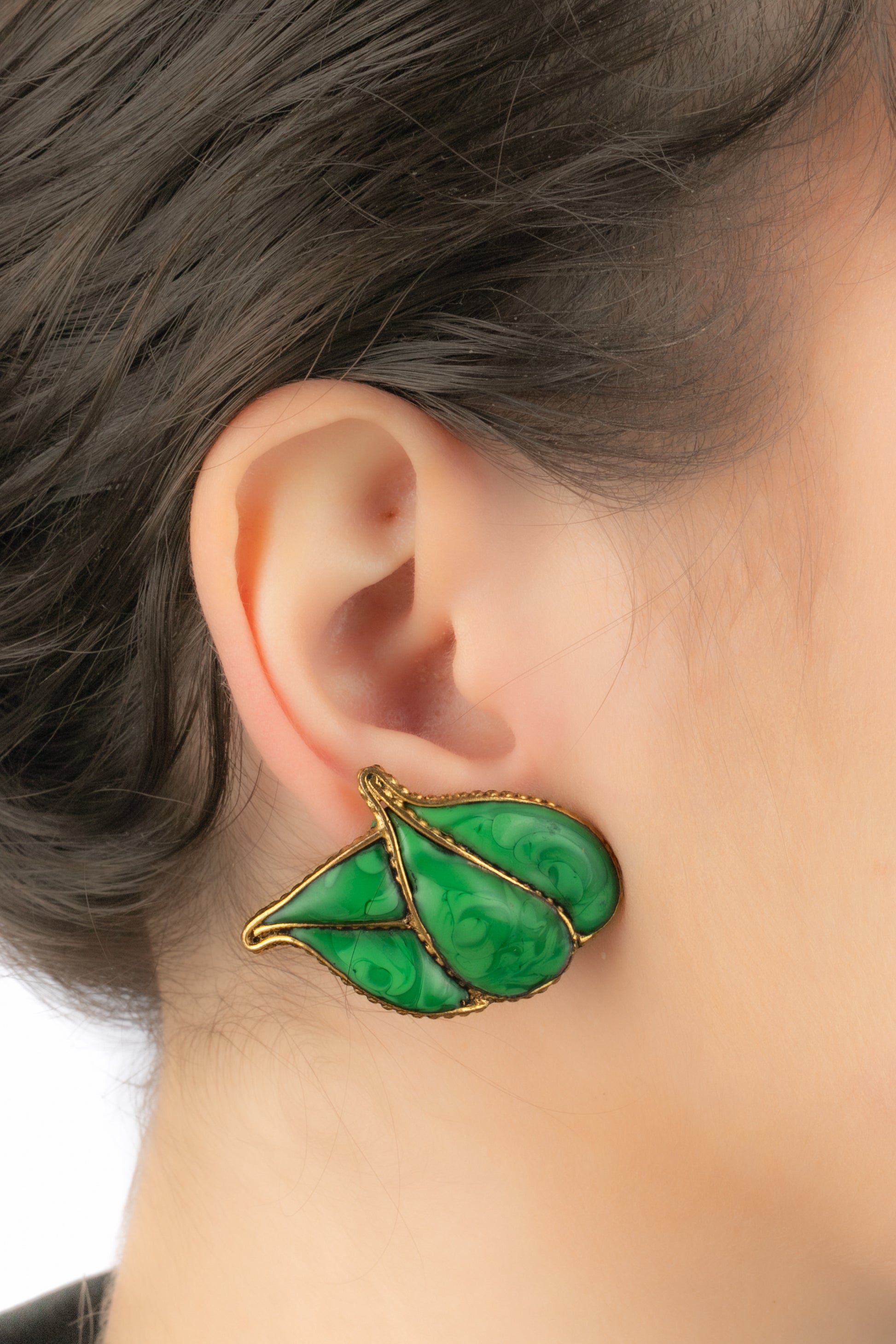 Boucles d'oreilles feuilles Gripoix