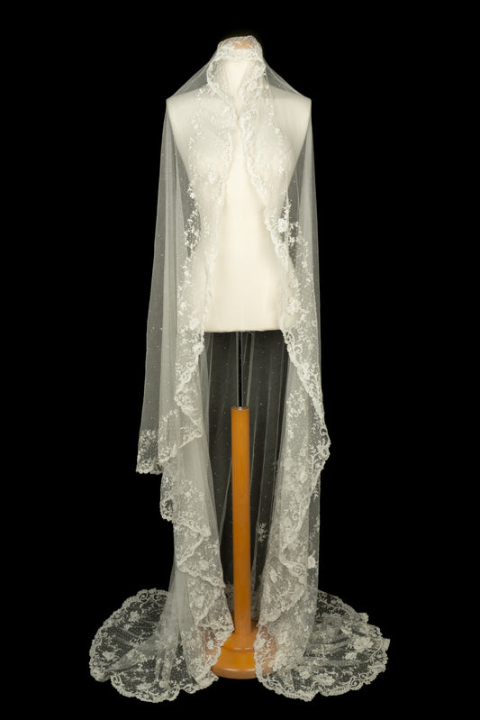 Voile de mariée brodé en dentelle
