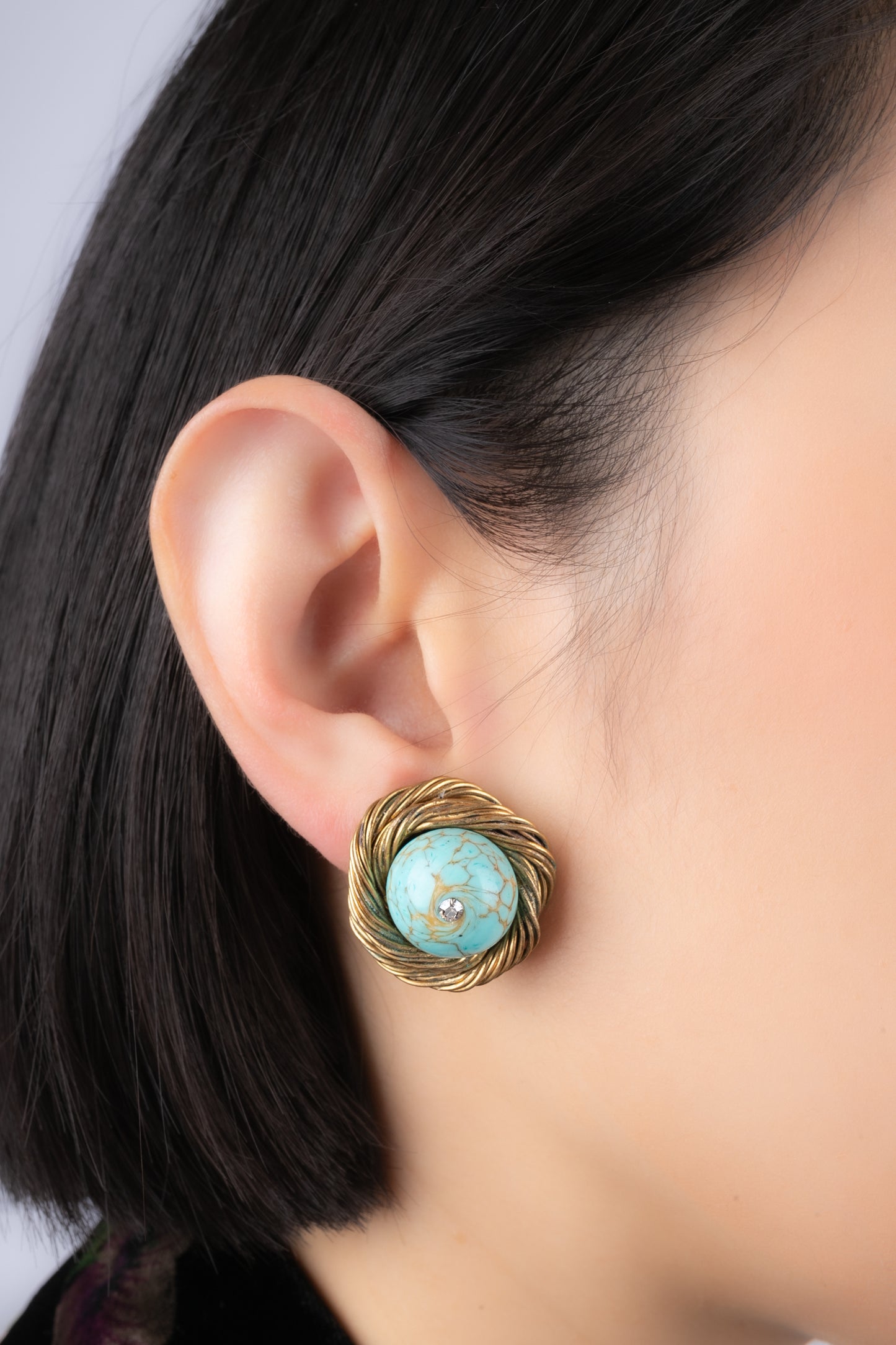 Boucles d'oreilles turquoises Chanel