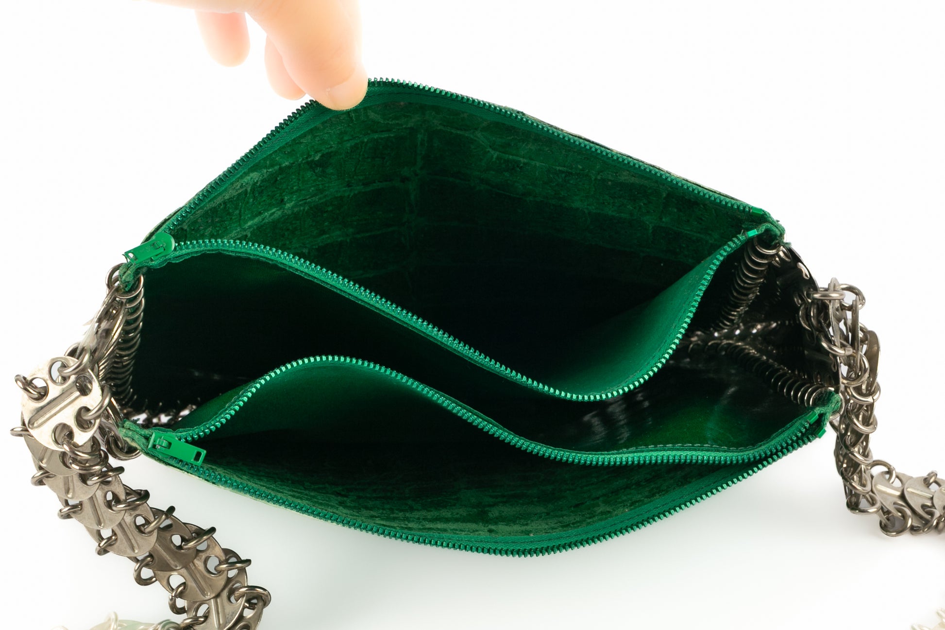 Sac en cuir vert Paco Rabanne