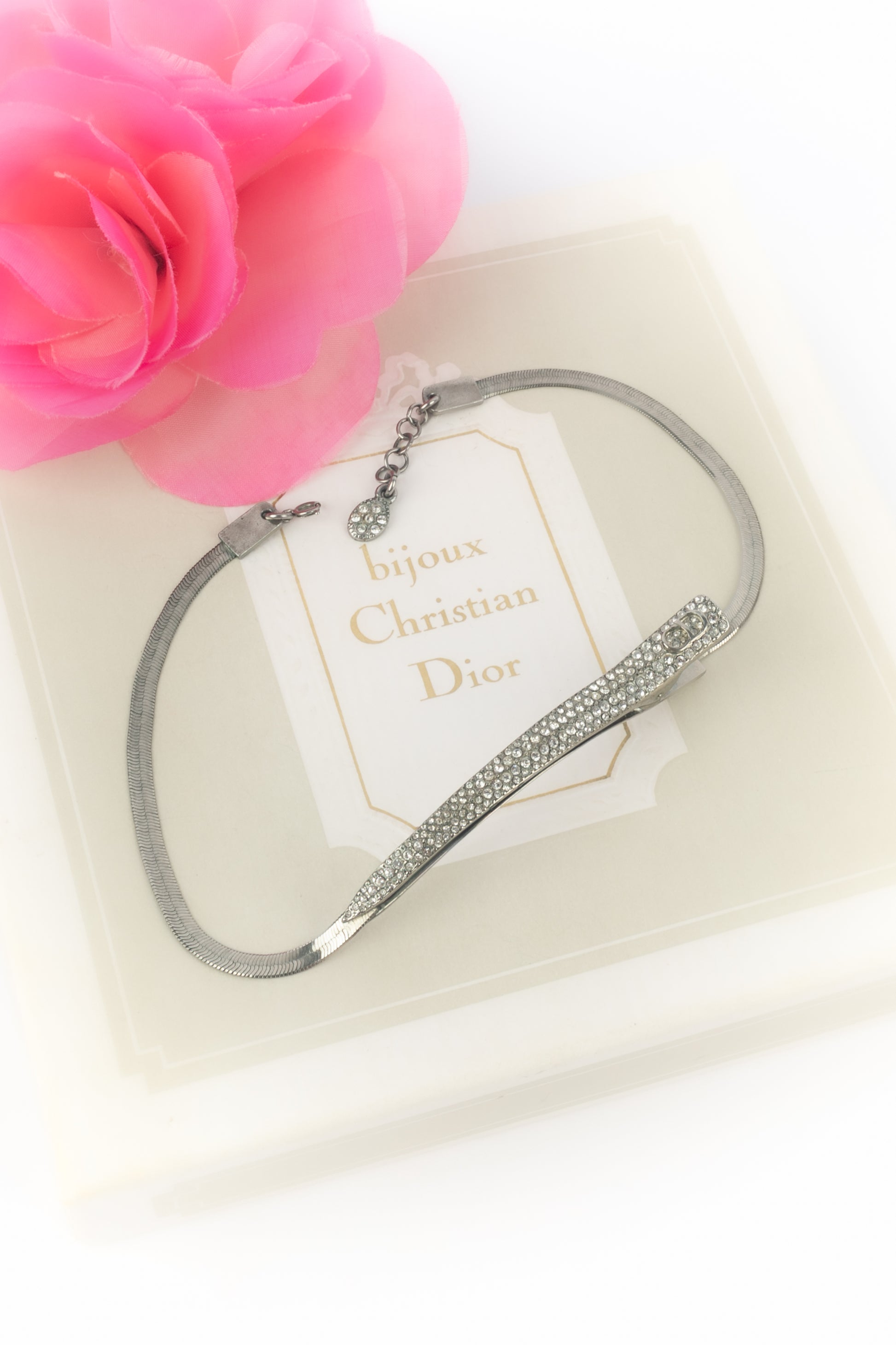 Collier "Barrette" argentée Dior 