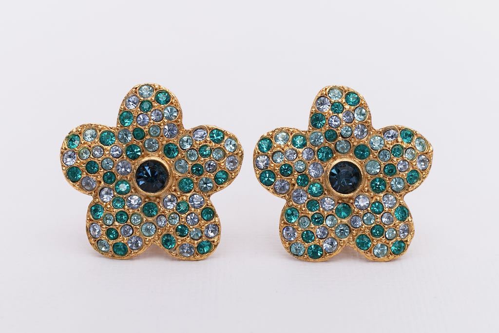 Boucles d'oreilles strassées Yves Saint Laurent