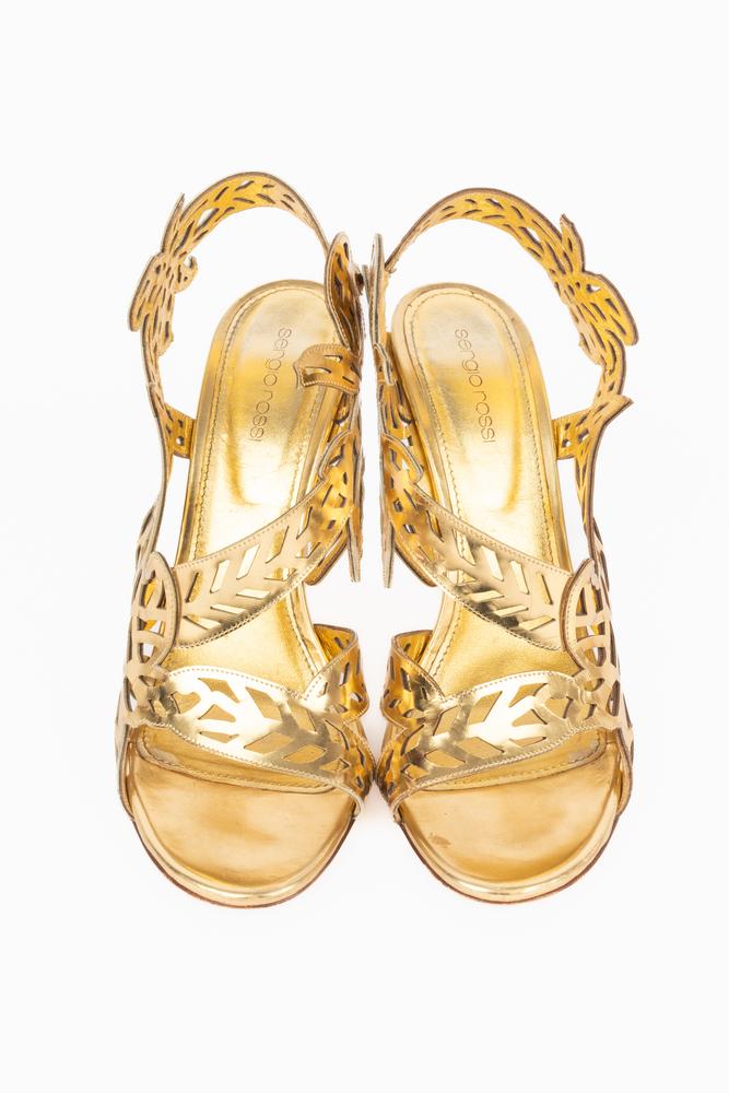 Escarpins en cuir doré Sergio Rossi
