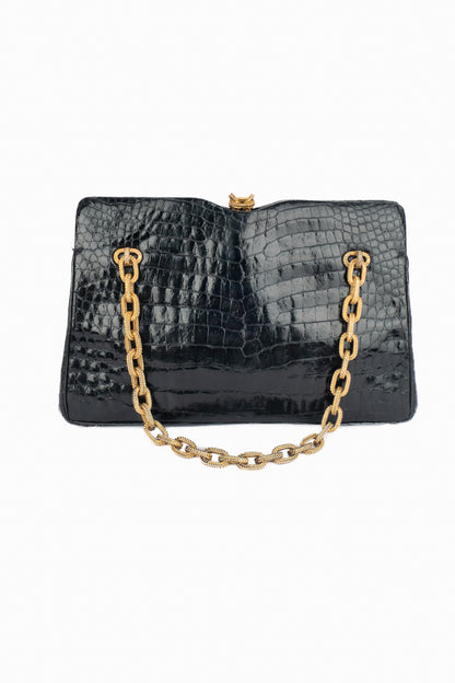 Sac en crocodile noir Morabito