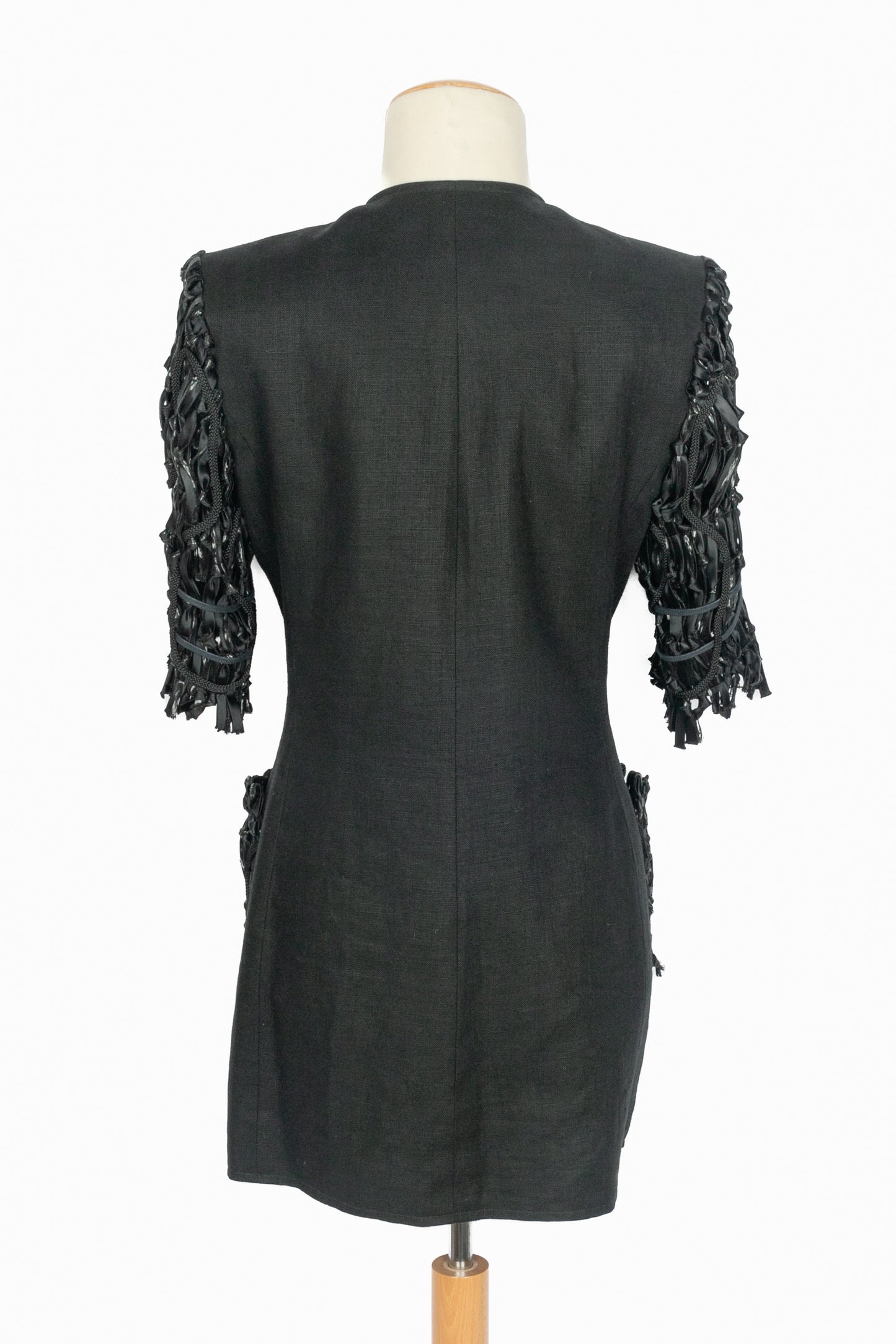 Veste en lin noir Christian Lacroix 1990's