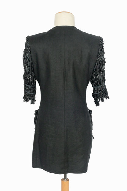 Veste en lin noir Christian Lacroix 1990's