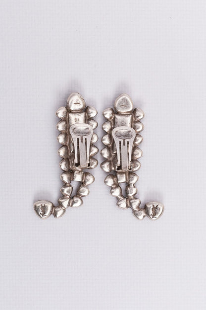 Boucles d'oreilles argentées Yves Saint Laurent