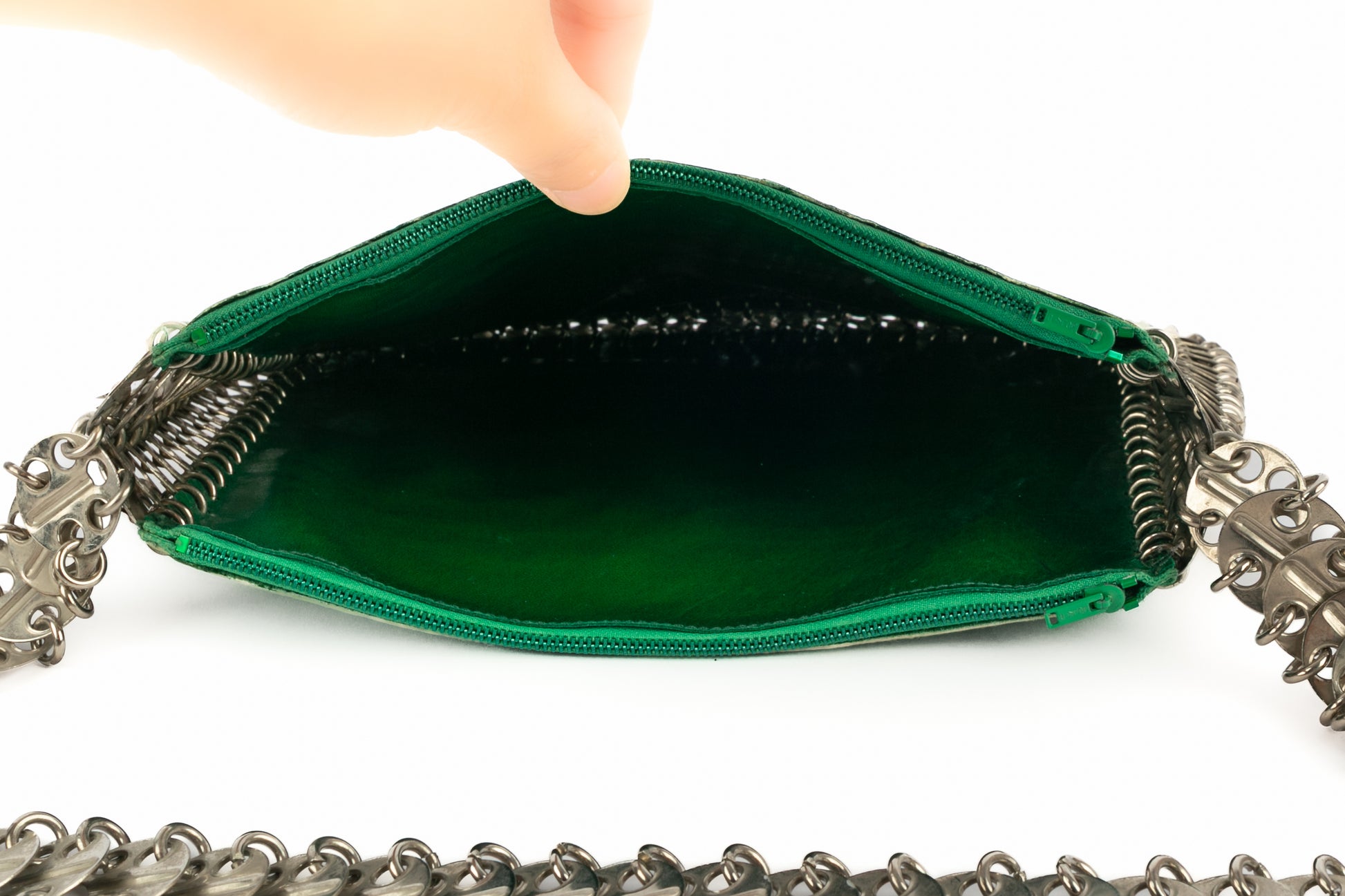 Sac en cuir vert Paco Rabanne