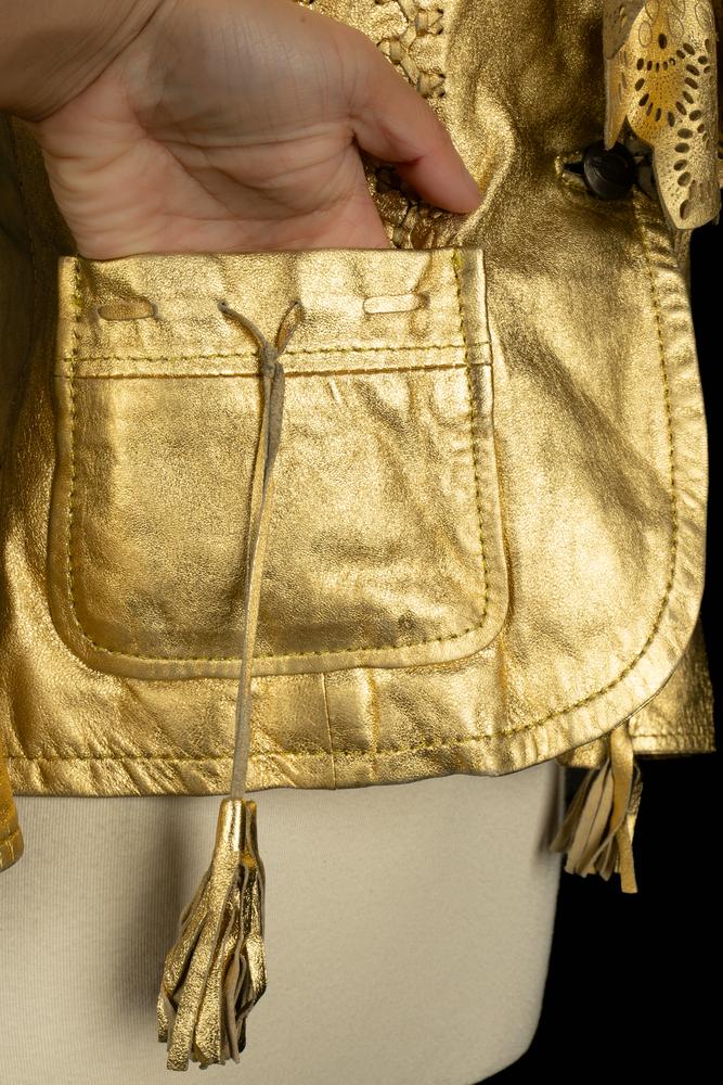 Veste en cuir doré Cavalli