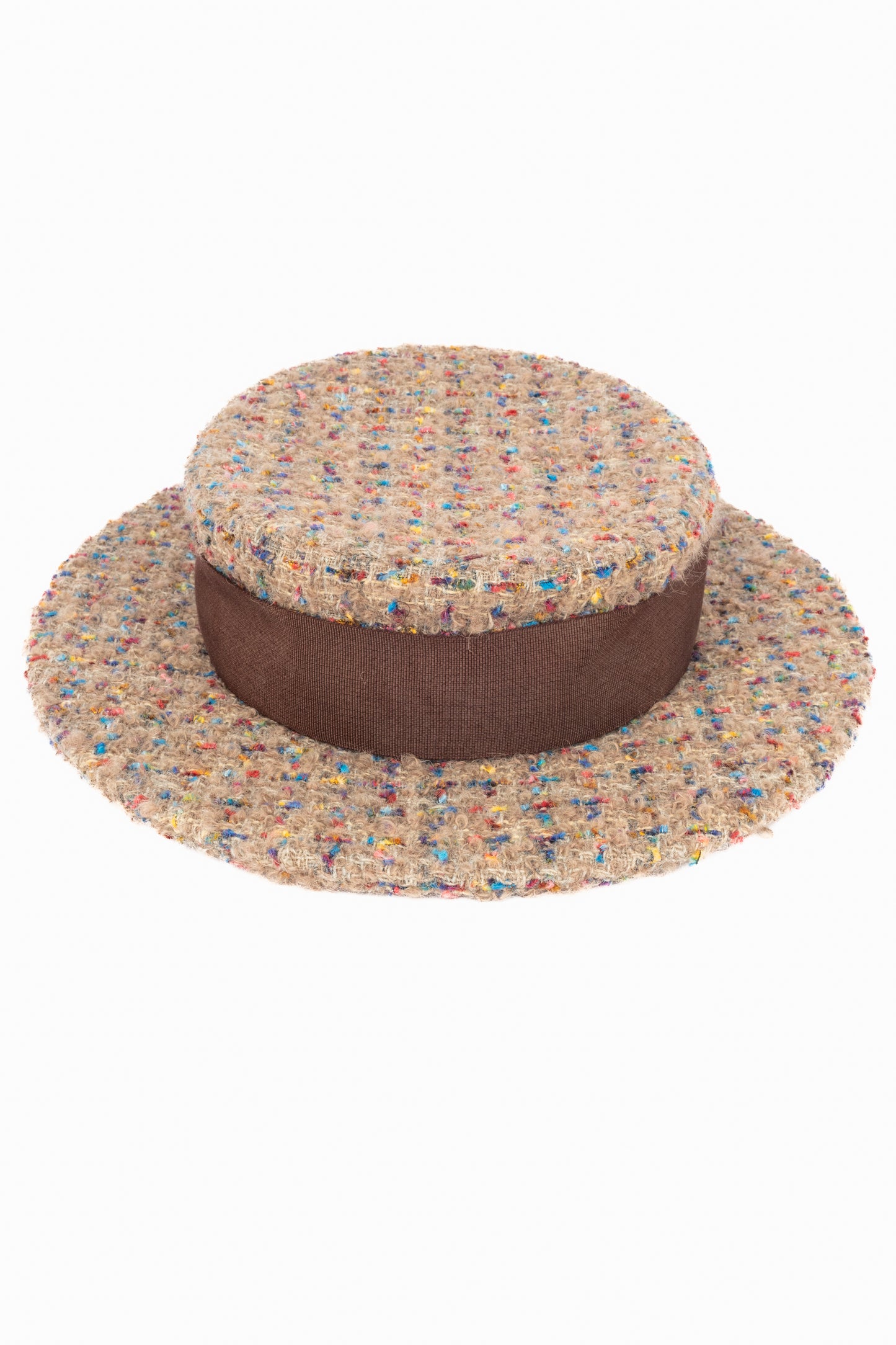Chapeau canotier Chanel en tweed