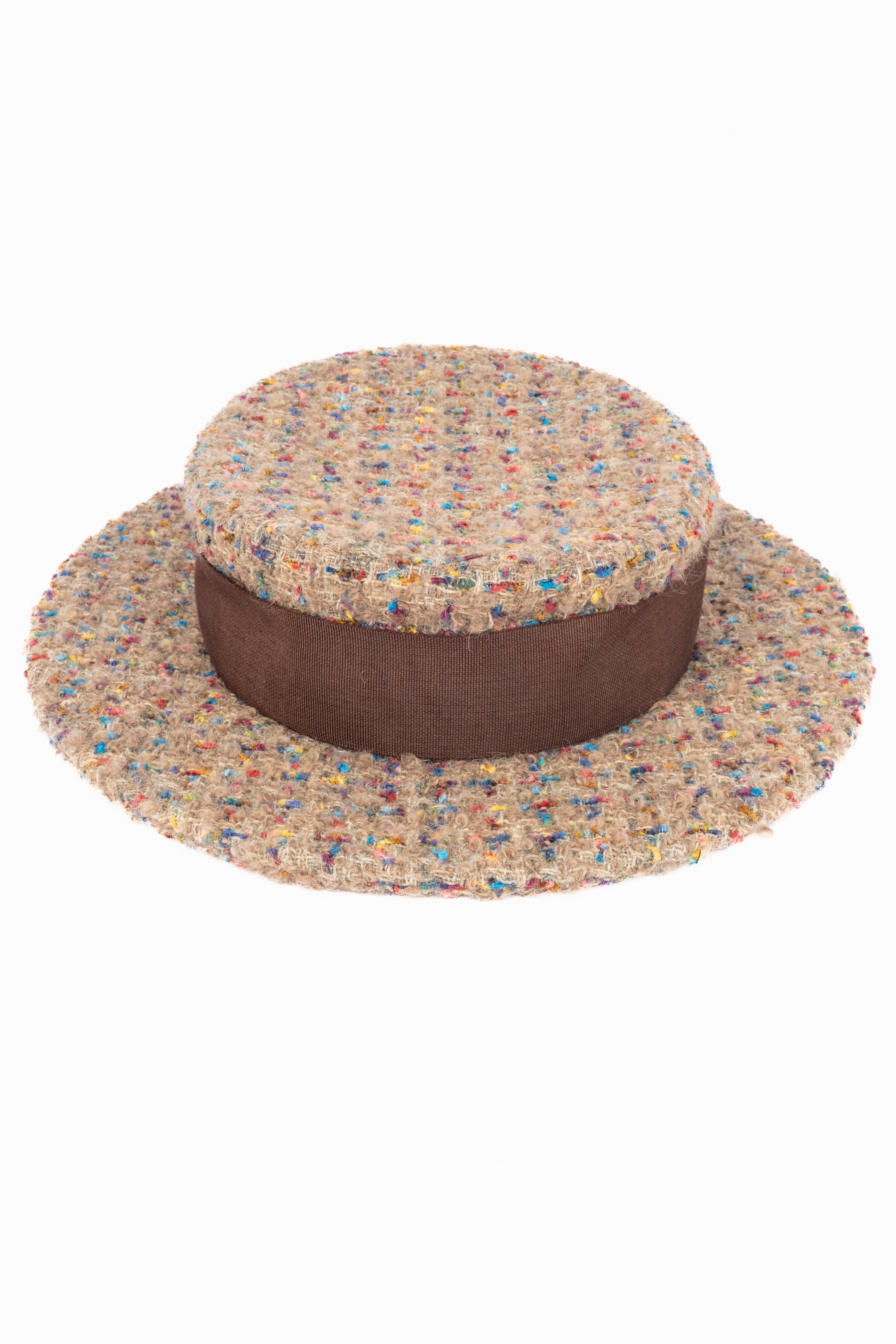 Chapeau canotier Chanel en tweed