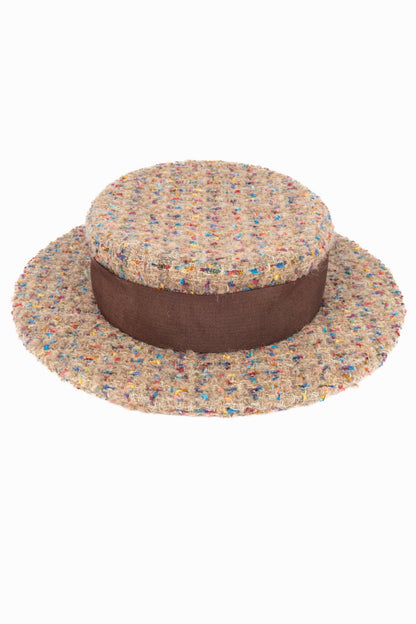 Chapeau canotier Chanel en tweed