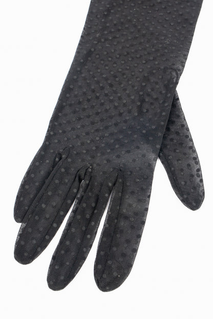 Gants noir à pois