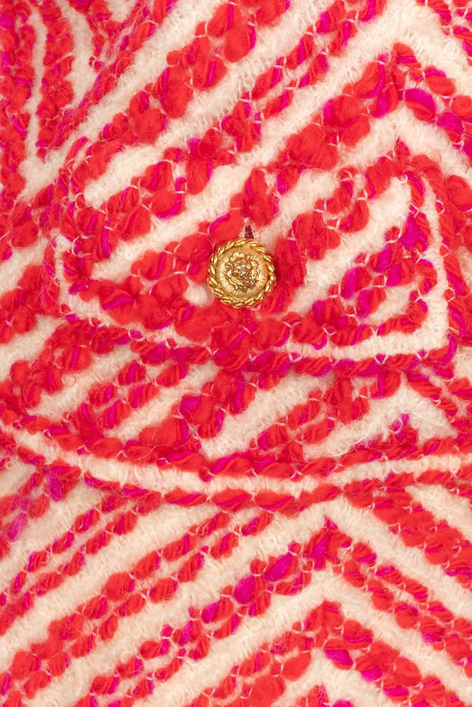 Tailleur rouge et blanc Chanel Haute Couture