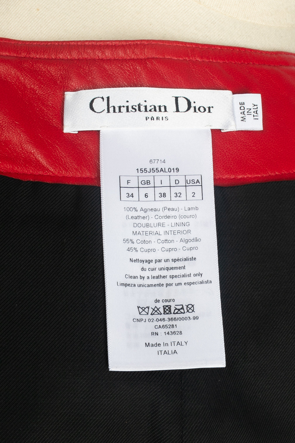 Jupe en cuir Christian Dior 