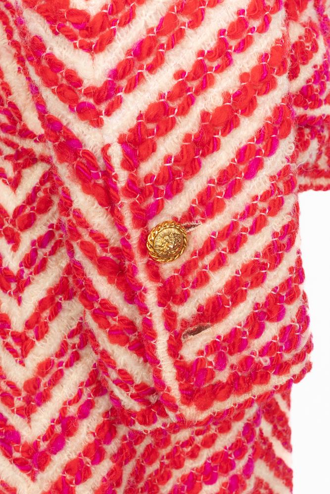 Tailleur rouge et blanc Chanel Haute Couture