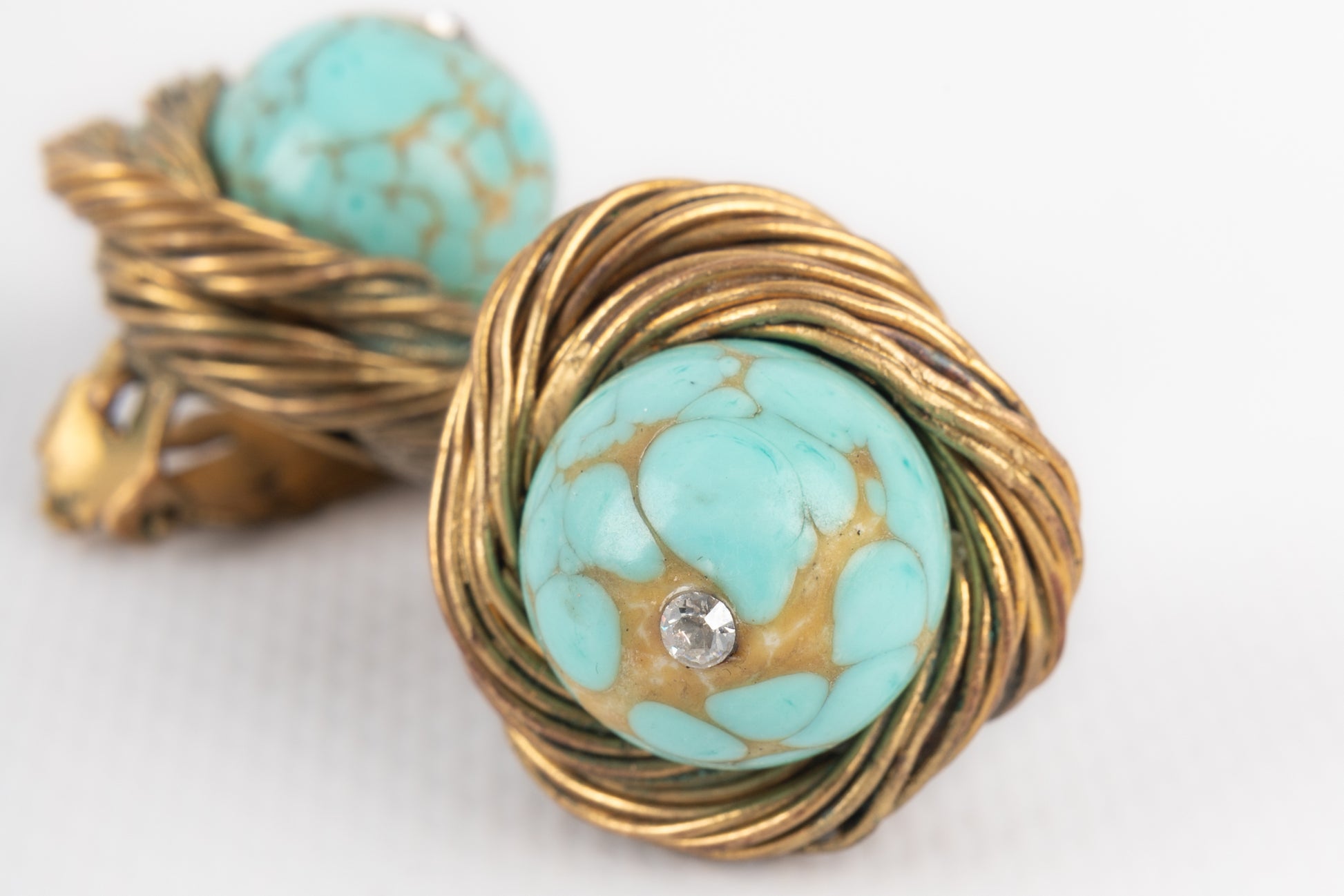 Boucles d'oreilles turquoises Chanel