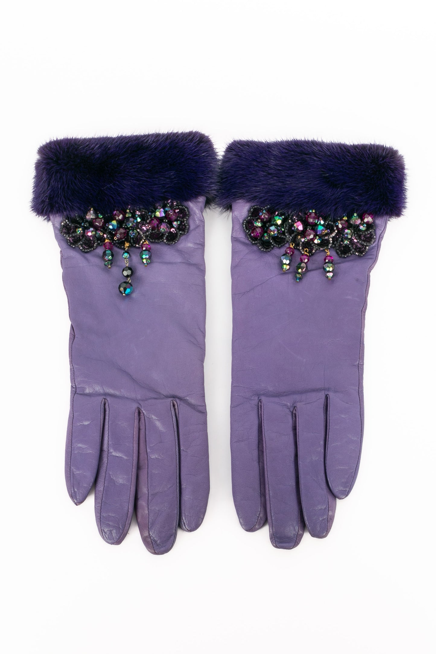 Gants en cuir et fourrure