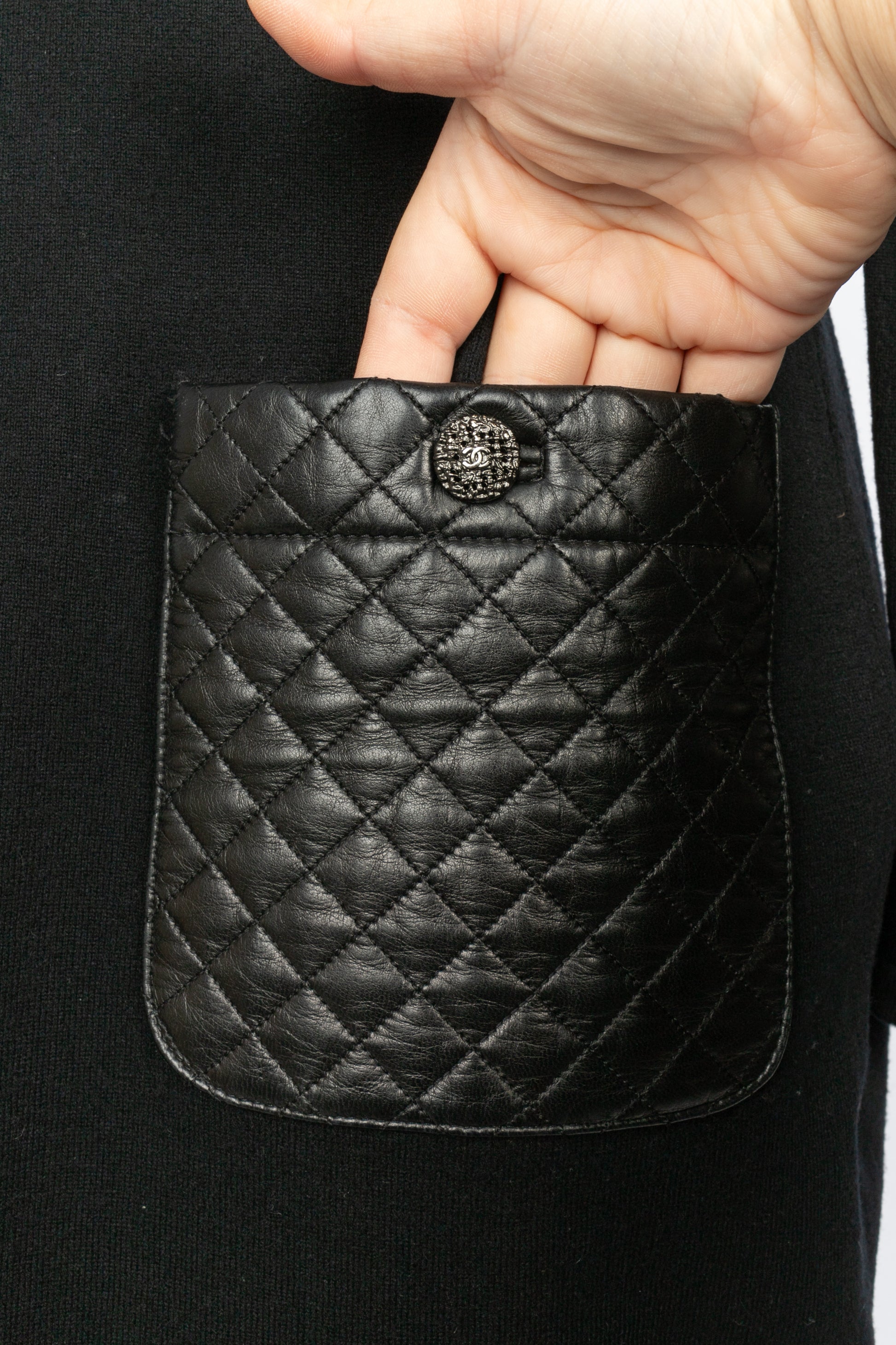 Robe en laine et cuir Chanel