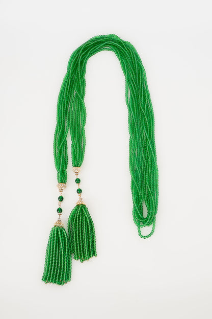 Collier en pâte de verre vert Gripoix