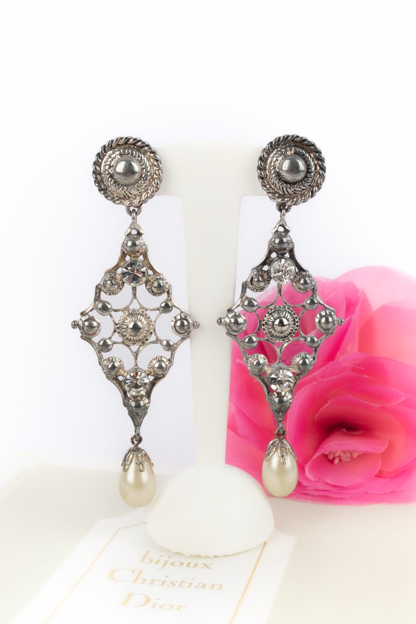 Boucles d'oreilles argentées Dior 1994