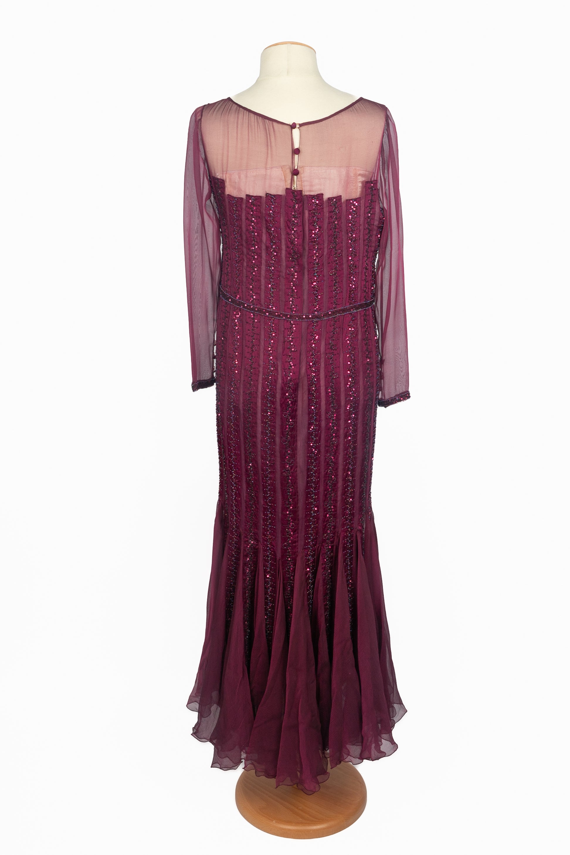 Robe ancienne en soie violette