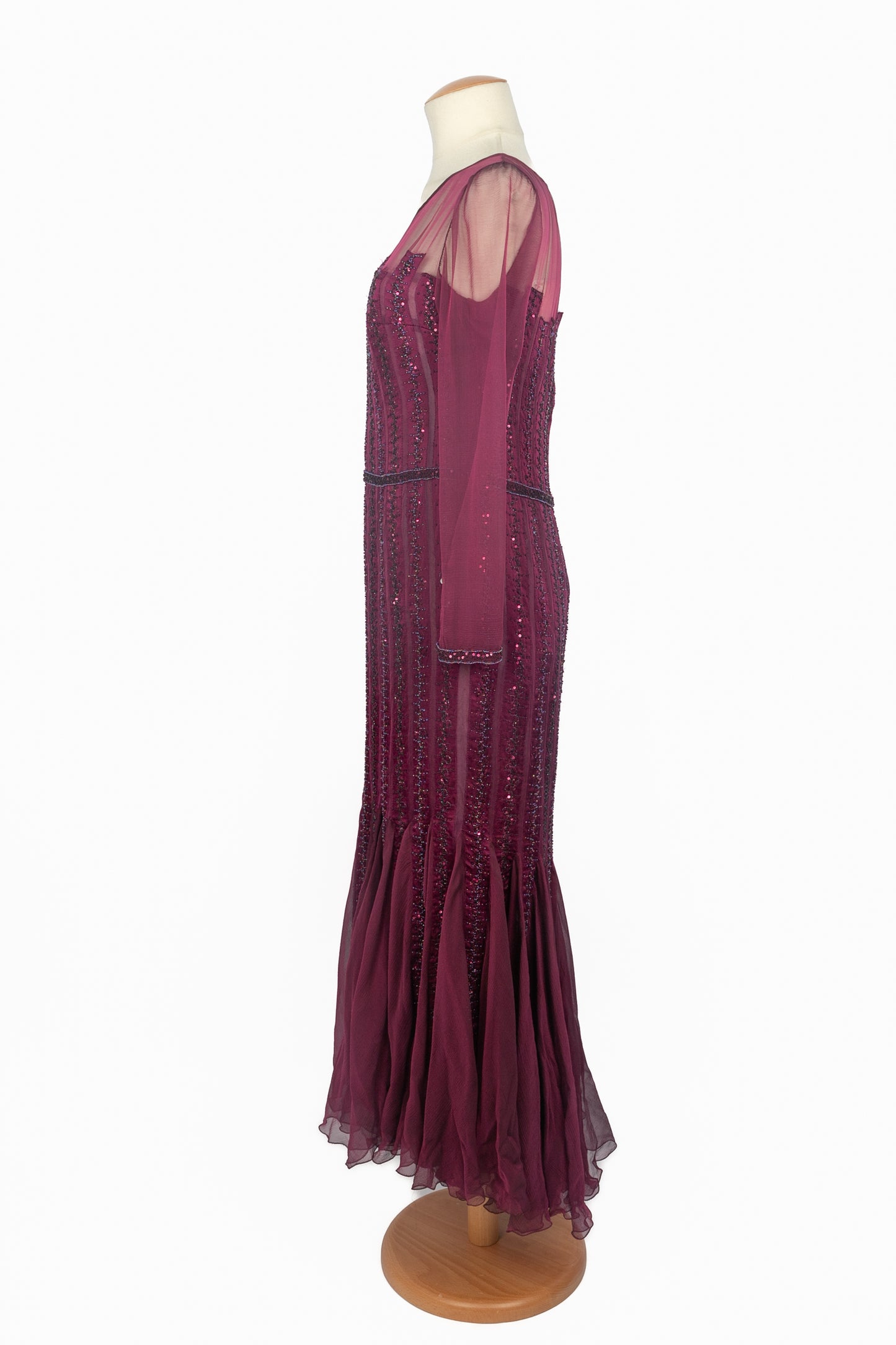 Robe ancienne en soie violette