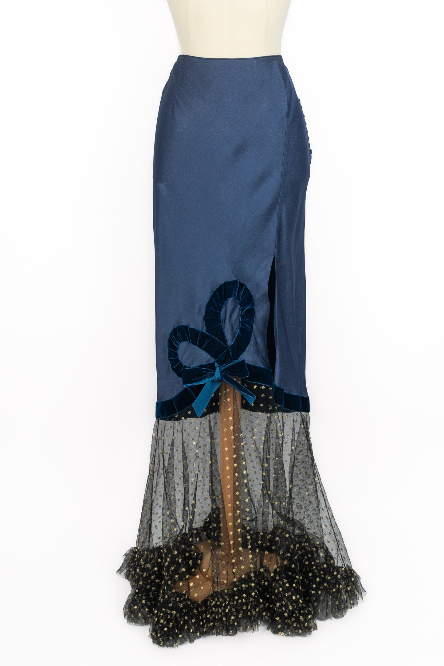 Jupe longue en soie Galliano 