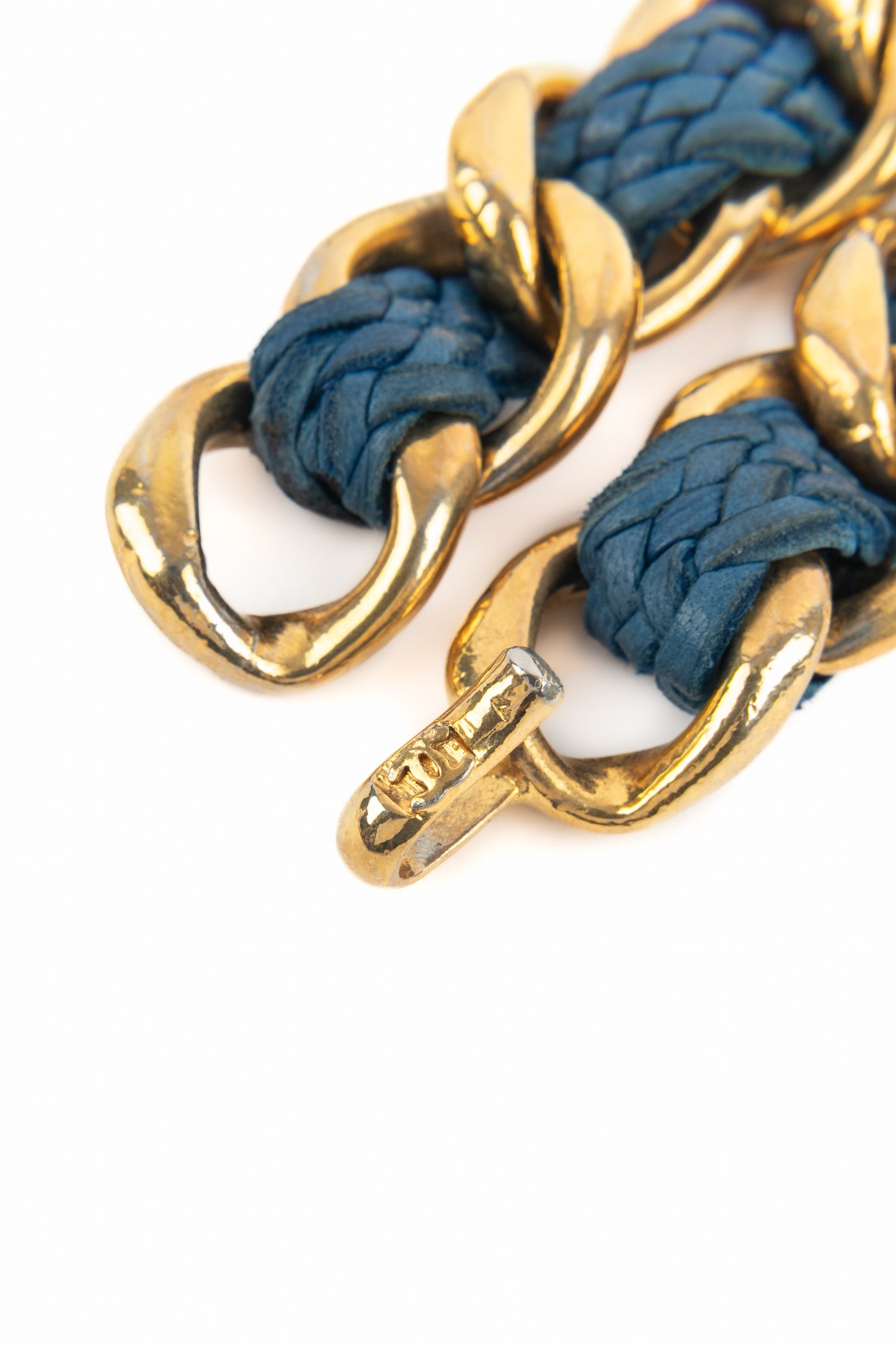 Ceinture en cuir bleu Chanel 1990's