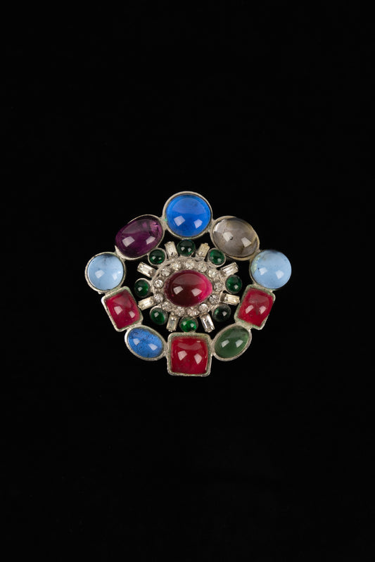 Broche en pâte de verre Chanel 1950's