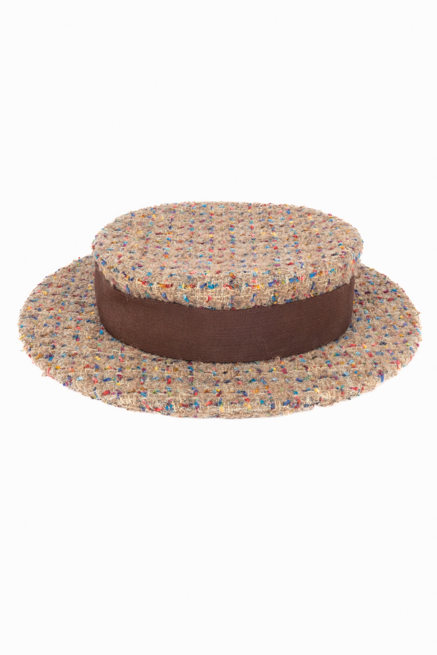 Chapeau canotier Chanel en tweed